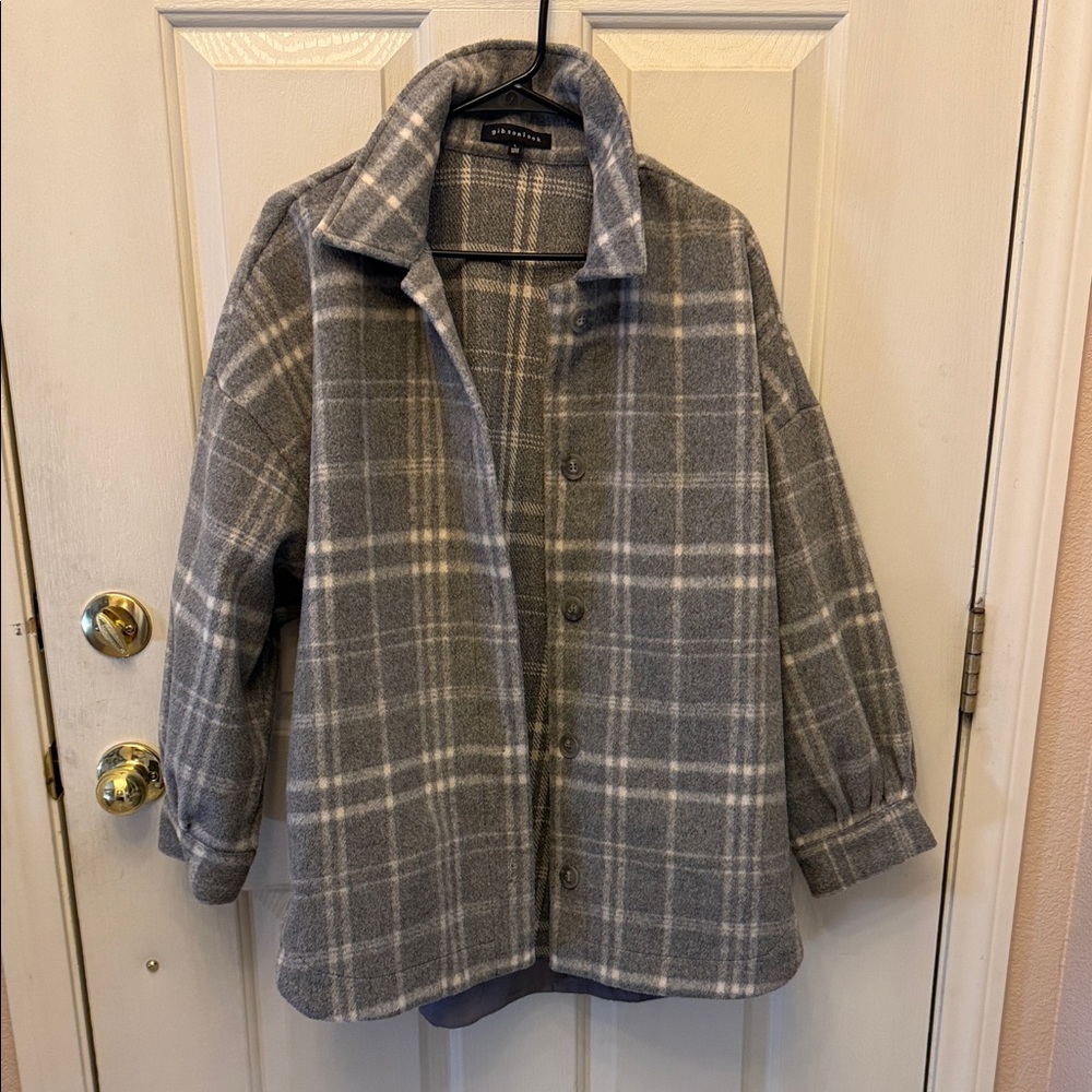 Stylish Gray Plaid Women's Jacket